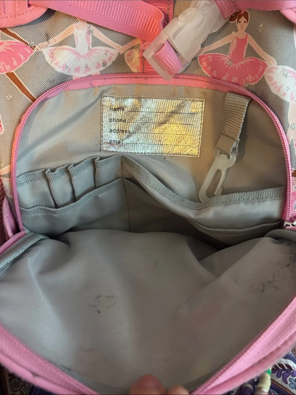 Pottery Barn Kids Pink and Gray Ballerina Backpack
